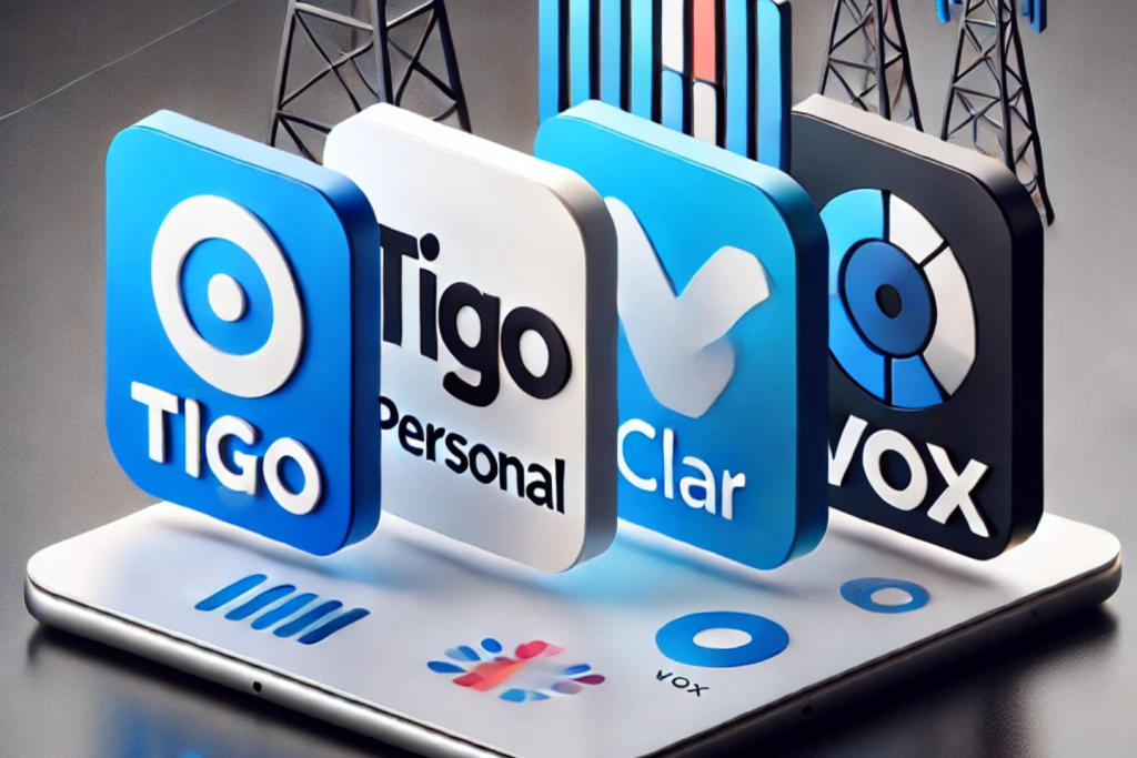 4 Operadoras móveis no Paraguai Tigo Vox Claro Personal